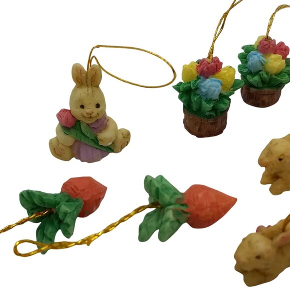 Easter Mini Hanging Ornaments 12 Piece Set Bunny Chicks Carrots Eggs Birdhouse - Picture 2 of 7